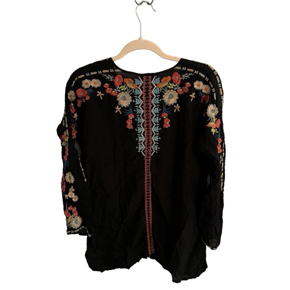 Johnny Was Gerona Black Embroidered Tunic Top - Picture 3 of 5